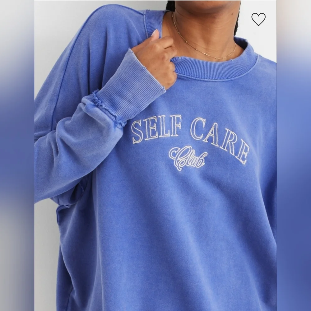 AERIE Oversized Crew Sweatshirt, Size XS - Picture 2 of 12